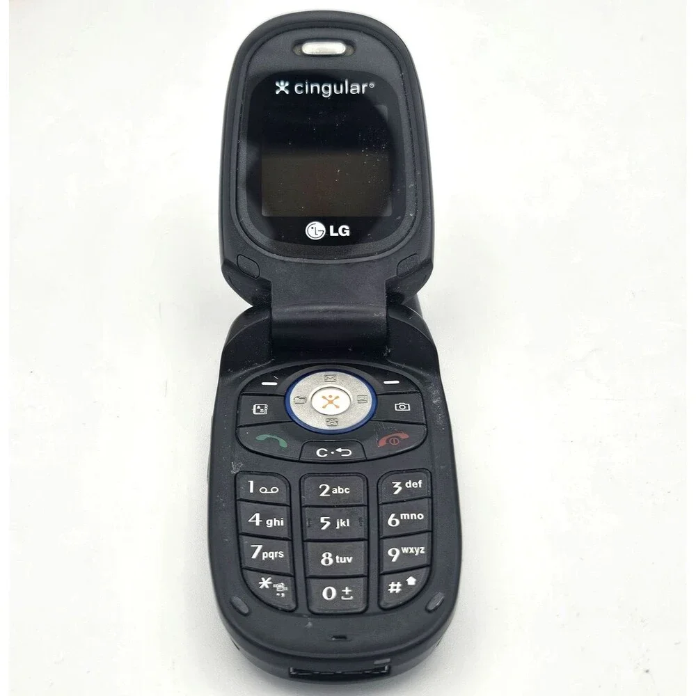 LG CG225 Cingular Black Flip Phone Y2K Cell Phone Box Charger